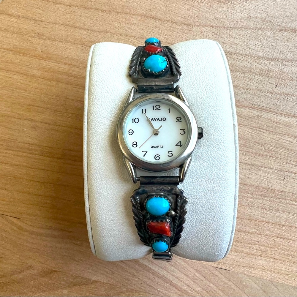 Vintage Navajo RB Running Bear ladies southwestern silver watch NEW BATTERY